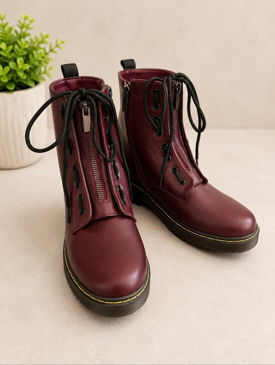 Avitto Designs Shoes - Avitto Designs Saranti Women's Burgundy Combat Boots Size 7 New Without Tags